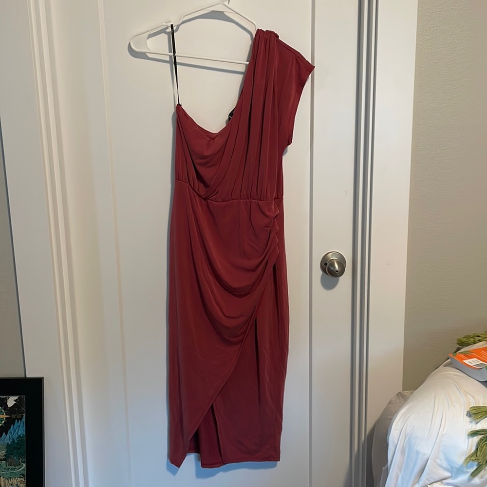 One shoulder dress (great for guest at wedding)